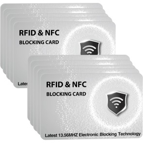 SaiTech IT 10 PK RFID Blocking Cards Protect Your Entire Wallet, Purse, and Cards from NFC Contactless Theft Wallet for Men & Women - Silver (10 Pcs Silver)