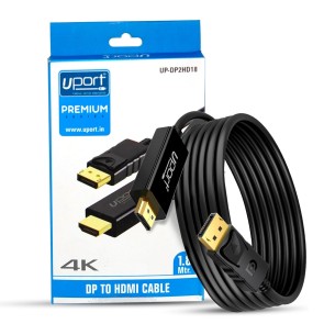 UPORT 3Meter DisplayPort to HDMI Cable, 4K@60HZ Uni-Directional DP to HDMI Audio/Video Cable, Compatible With Projector, Laptop, Monitor, Tv, Pc, Graphic Cards Hdtv Monitor Projector - Black