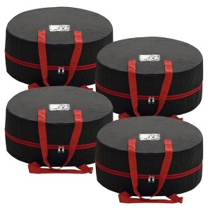 Storite 4 Pack Round Storage Bag Multipurpose Heavy Duty Storage Bag With Strong Reinforced Handles Large Clothes Storage Bags (BlackRed, 60x23 cm)