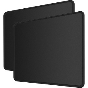 RiaTech 2 Pack (250mm x 210mm x 2mm) Gaming Mouse Pad for Laptop/Computer with Stitched Embroidery Edges and Water Resistance Coating Natural Rubber Non Slippery Rubber Base - Black with Black Border