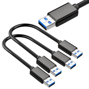 SaiTech IT 2 Pack 20cm Super Speed USB 3.0 Type A Cable – Male to Male USB Cord Short Cable for Hard Drive Enclosures, Laptop Cooling Pad, DVD Players- Black