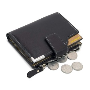 DAHSHA 10 Slot Large PU Leather Credit Debit Zipper Card Holder Wallet Coin Purse with 2 ID Window for Men & Women (Brown-12 X 9.5 X 2 cm)