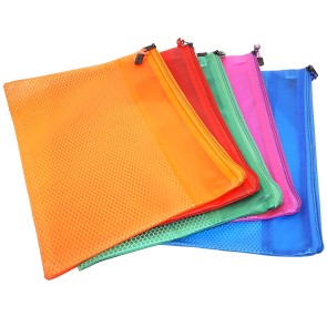 Storite 5 Pack A4 Size PVC Mesh Zippered Travel Pouch for Organize Supplies , Multicolor Transparent Pouch for Travel Document Holder, Cosmetics , Pencil-Pen Stationary Case
