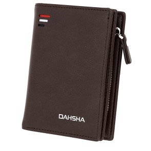 DAHSHA 10 Slot PU Leather Credit Debit Zipper Card Holder Wallet with Cash & Coin Pocket for Men & Women (Chocolate Brown-12 X 9 X 3 cm)