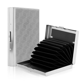 Storite 8 Slot RFID Metal Slim Credit Debit ATM Card Holder Case For Men And Women (Silver -6.5 x9.5x 1.5 CM)