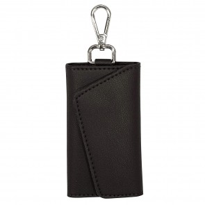 Storite Leather Key Case Pouch Wallet Keychain Key Holder Ring with 6 Hooks Snap Closure-Unisex Brown (10.5 x 6.5 cm)