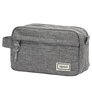 Storite Canvas Pencil Case, Large Capacity Pencil Pouch with Easy Grip Handle & Loop, Portable Stationery Storage Pouch for School Teens Adults - Gray