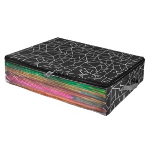 Storite Nylon 41 L PVC Transparent Moisture Proof Long Storage box for Clothes Closet Wardrobe Organizer Bag for Clothes Saree Bags with Carry Handle -(60x46x15 cm - Black)