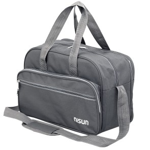 NISUN Nylon Multipurpose Weekender Travel Clothes Storage Duffel Bag with Adjustable Strap for Men & Women - (Grey, 41 x 22 x 28 cm)