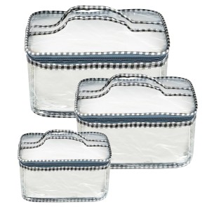 Storite Set of 3 Multipurpose Transparent Pouch for Women Travel Friendly Toiletry Kit to Put Your Cosmetic Stuffs and Accessories Trendy and Stylist Transparent Pouch for Women (21 x 16 x 11cm)