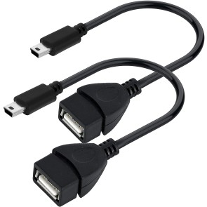 SAITECH IT (2 Pack) Mini USB OTG Cable for Digital Cameras - USB A Female to Mini USB B 5 Pin Male Adapter Cable