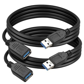 NISUN 2 Pack USB 3.0 Extension Cable 1.5m (5FT),USB 3.0 High Speed Extender Cord Type A Male to A Female Extension Cable for Laptops/PC/Keyboard/Card Reader/Printer
