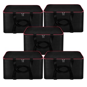 Storite 5 Pack Mini Nylon Underbed Moisture Proof Wardrobe Organizer Storage Bag for Clothes with Zipper Closure and Handle - (Black,41x35x23.5 cm)