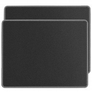 RiaTech 2 Pack (250mm x 210mm x 2mm) Gaming Mouse Pad for Laptop/Computer with Stitched Embroidery Edges and Water Resistance Coating Natural Rubber Non Slippery Rubber Base - Black with Grey Border