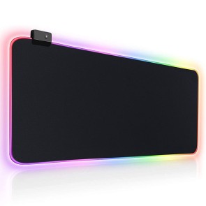 RiaTech RGB Gaming Mouse Pad, Large Extended Desk Pad Mat with 14 Lighting Modes, Non-Slip Rubber Base Mousepad for Laptop/Computer (900mm x 400mm x 3mm, Black)