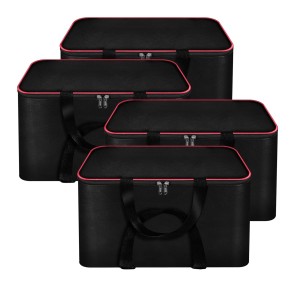 Storite 4 Pack Mini Nylon Underbed Moisture Proof Wardrobe Organizer Storage Bag for Clothes with Zipper Closure and Handle - (Black,41x35x23.5 cm)