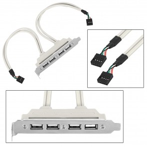 RiaTech 4 Ports USB 2.0 Header Port Slot Plate Adapter Panel Cable Female Screw to Motherboard 9pin Header Back PCI Rear Panel Bracket for Desktop Computer