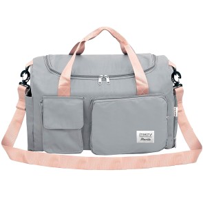 Storite Nylon 44 cms Travel Duffle Bag Sports Gym Shoulder Bag for Women with Wet Pocket & Shoe Compartment Weekender Overnight Travel Luggage Bag (Grey, 44 x 18 x 29 cm)