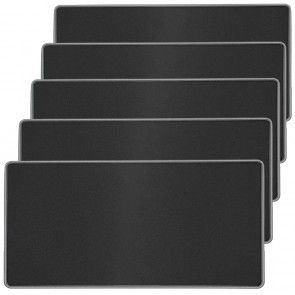 RiaTech 5 Pack Large Size (600x300x2mm) Extended Gaming Mouse Pad with Stitched Embroidery Edge, Premium-Textured Mouse Mat, Non-Slip Rubber Base Mousepad for Laptop/Computer- Black with Grey Border
