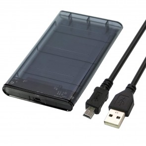 Storite 2.5 inch Transparent USB 2.0 External Hard Drive Enclosure USB 2.0 Mini to SATA Hard Disk Box 3TB Hard Drive SSD/HDD (Transparent Black)