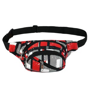NISUN Fanny Pack Checks Print Premium Waist Bag for Man & Woman Adjustable Strap for Sports, Traveling,Running Hiking Cycling with Water Resistant Waist Bag - Black & Red