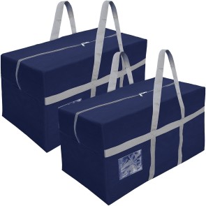 SNDIA 2 Pack Extra Large 128 L Nylon Moisture Proof Multipurpose Heavy Duty Toys Storage Bag/Stationery/Blankets/Clothes With Strong Reinforced Handles Rectangular (Blue,80x40x40 cm)
