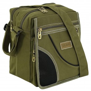 Stylish Canvas Cotton Sling Cross Body Flap Vertical Travel Office Business Messenger One Side Shoulder Bag(21x 16 x 25 cm, Olive)