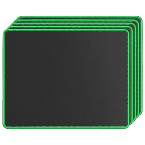 RiaTech 5 Pack (250mm x 210mm x 2mm) Gaming Mouse Pad for Laptop/Computer with Stitched Embroidery Edges and Water Resistance Coating Natural Rubber Non Slippery Rubber Base - Black with Green Border