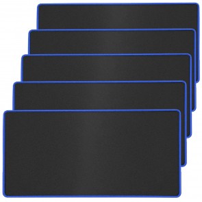 RiaTech 5 Pack Large Size (600x300x2mm) Extended Gaming Mouse Pad with Stitched Embroidery Edge, Premium-Textured Mouse Mat, Non-Slip Rubber Base Mousepad for Laptop/Computer- Black with Blue Border