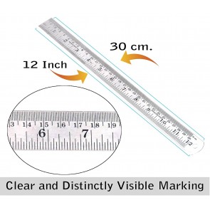 Wholesale Stainless Steel Ruler 12 inch / 30 cm Straight Measuring Tool with Conversion Table