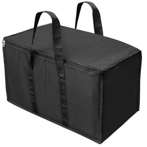 DAHSHA Nylon Moisture Proof Multi-Purpose 70 L Large Toys Storage Bag/Books Magazine//Blankets/Clothes Modern Storage Organizer With Zip & Handle Rectangular(Black, 55.8X34X36.8Cm) (1-Pack)