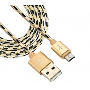 Nylon Braided  Long USB 2.0 Micro Fast Charging Data Transfer Cable 2.4A for Smartphones - 1m