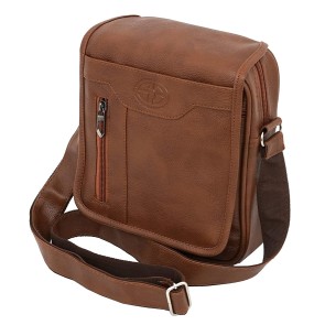 Storite Stylish PU Leather Sling Cross Body Travel Office Sling Bag, One Side Shoulder Bag for Men Women (25.5cmx7cmx20cm, Tan Brown)