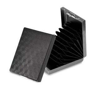 Storite Black 10 Slots Vertical RFID Protected Metal Credit Debit ATM Card Holder Case Wallet for Men Women(9.5 x 6.5 x 2 Cm)