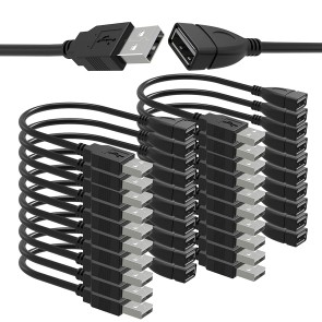 20 Pack (15cm - 6inch) Adjustable Flexible USB 2.0 Male to Female Extension Plug/Socket Adapter Cable - Worlds Shortest USB 2.0 Extension Cable