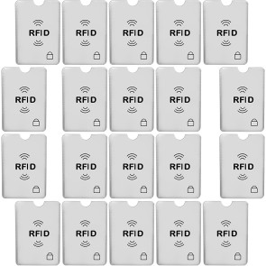 SAITECH IT 20 Pcs RFID Blocking Credit Card Holders Sleeves for Identity Theft Protection, Perfectly Fits in Wallet/Purse-Silver