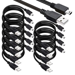 SAITECH IT 10 Pack 3 Ft USB 2.0 A to Mini 5 pin B Cable for External HDDS/Camera/Card Readers/ MP3 Player/Playstation -Black