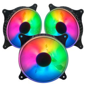 RiaTech 3 Pack RGB LED Series 120mm PWM Case Fan for Computer Case, Unique Ultra Quiet Long Life Gaming PC Cooling Fan - RGB PWM connector