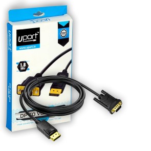 UPORT 1 Pack 1.8 M DisplayPort to VGA Cable, DP to VGA Adapter Cord Male to Male HD Video 1080P for Computer, Monitor, TV, Projector, PC, HDTV, Desktop, Laptop – Black