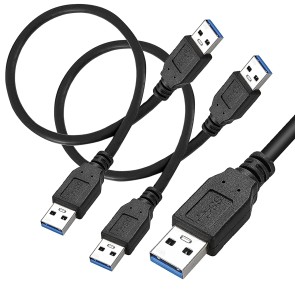 SaiTech IT 2 Pack 30cm Short USB 3.0 Type A Male to Male USB Cable Cord for Hard Drive Enclosures, Laptop Cooling Pad, DVD Players- Black