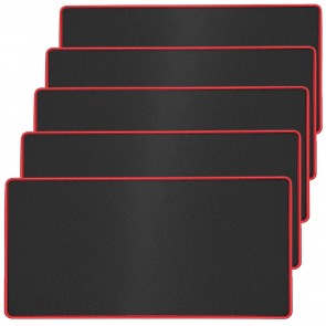 RiaTech 5 Pack Large Size (600x300x2mm) Extended Gaming Mouse Pad with Stitched Embroidery Edge, Premium-Textured Mouse Mat, Non-Slip Rubber Base Mousepad for Laptop/Computer- Black with Red Border