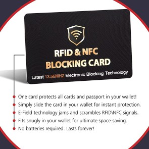 SAITECH IT 5 Pack RFID Blocking Card, One Card Protects Entire Wallet Purse For Men & Women, NFC Contactless Bank Debit Credit Card Protector ID ATM Guard Card Blocker –(5 Pcs)-Black
