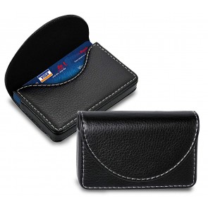 Storite Imported Leather Pocket Sized Stitched Business/Credit/Debit Card Holder Wallet for Gift – Black