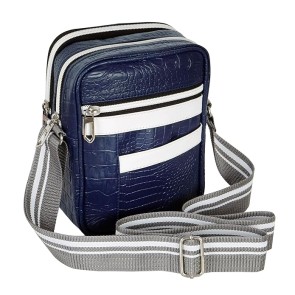 Storite Stylish Small PU Leather Sling Cross Body Travel Office One Side Shoulder Bag, Passport Document bag for Men Women (Blue,17x22x10cm)