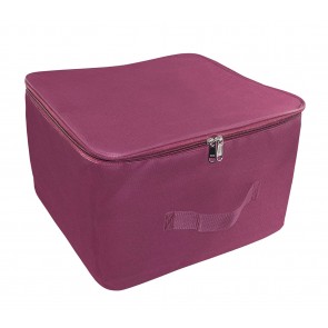 Storite Nylon Wardrobe Bag Moisture Proof Cloth Storage Organizer Saree Cover with Zippered Closure & Handle (Magenta, 37x34x23 cm) Square (1 Pack - Magenta)