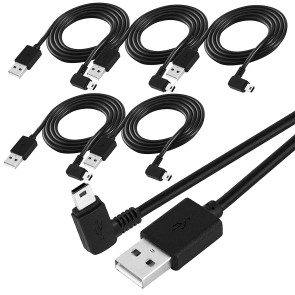SaiTech IT 5 Pack 90 Degree (Right Angle) USB 2.0 A to Mini 5 pin B Cable for External HDDS, Camera and Card Readers- (1.5 Meter-4.5Ft)