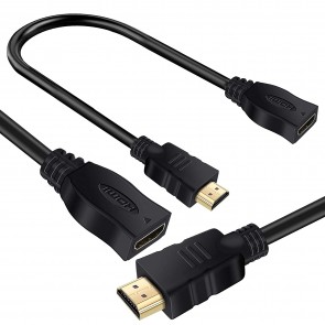 Storite 30 cm Short Length Gold Plated HDMI Male to Female Extension Cable for fire tv stick, Laptop/PC,Xbox, PS3/PS4 - Black