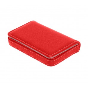 Wholesale Stylish Pocket Sized Stitched Leather Visiting Card Holder For Stylish Women - Cherry Red