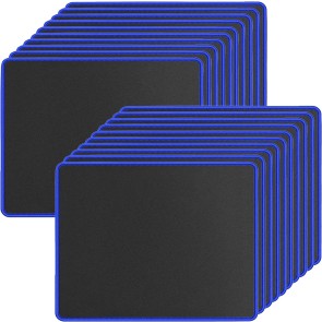 20 Pack Mouse Pad with Stitched Edges Mousepads Bulk Non-Slip Rubber Base, Waterproof Coating Mouse Pads for Computers, Laptop, Office & Home -(250mmx210mmx2mm) (20 Pack - Black with Blue Border)