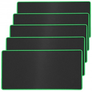 RiaTech 5 Pack Large Size (600x300x2mm) Extended Gaming Mouse Pad with Stitched Embroidery Edge, Premium-Textured Mouse Mat, Non-Slip Rubber Base Mousepad for Laptop/Computer- Black with Green Border